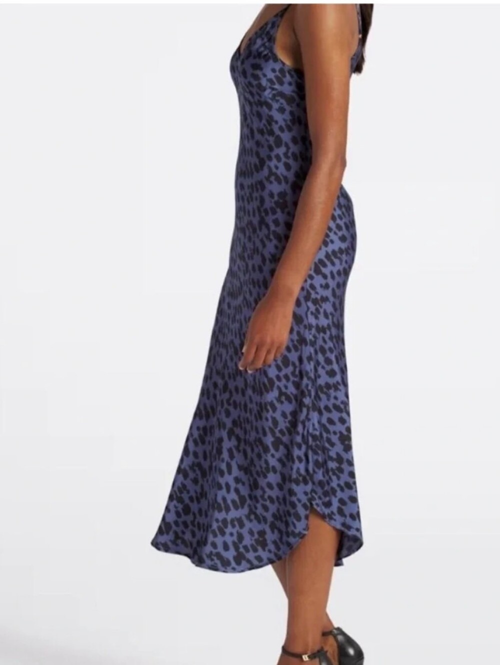 NWT Bella Dahl Bexley Bias Slip Midi Dress In Navy Leopard XL - Picture 3 of 9